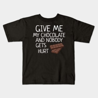 Give Me The Chocolate Nobody Gets Hurt Funny Halloween Cat Kids T-Shirt